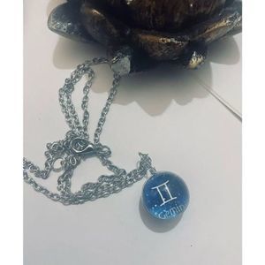 Gemini BLUE GLOBE ZODIAC STAR SIGN HOROSCOPE NECKLACE